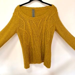 Cozy cableknit mustard sweater